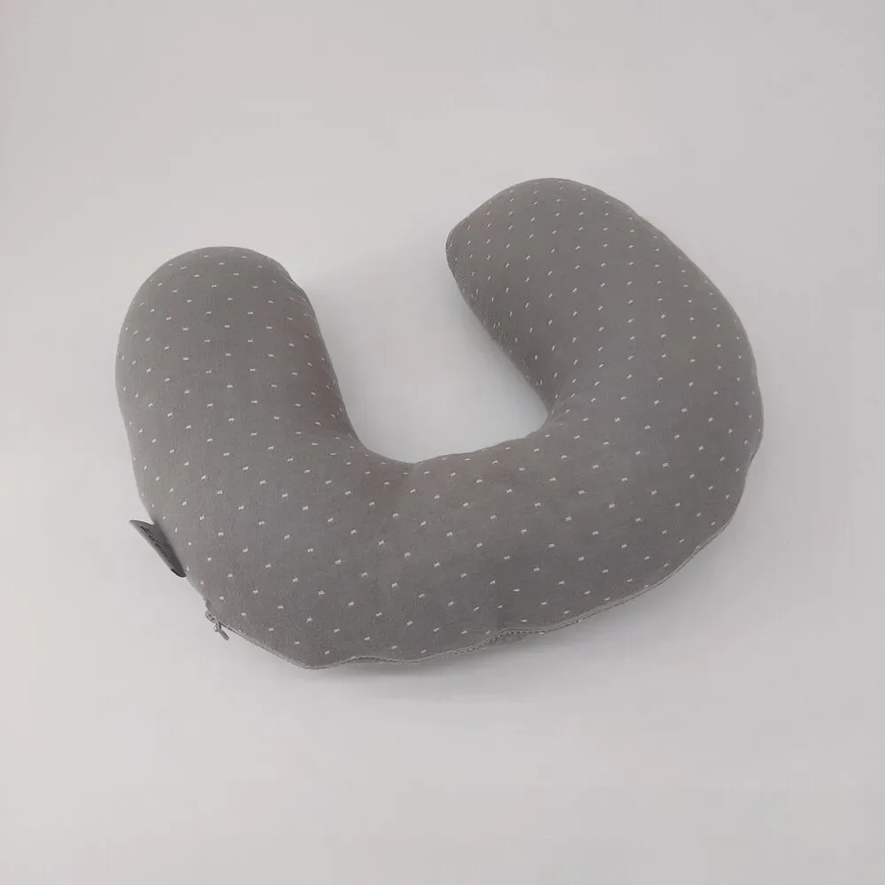 Buckwheat Hull U-Shaped Neck Pillow Adjustable,  with Pillowcase Grey